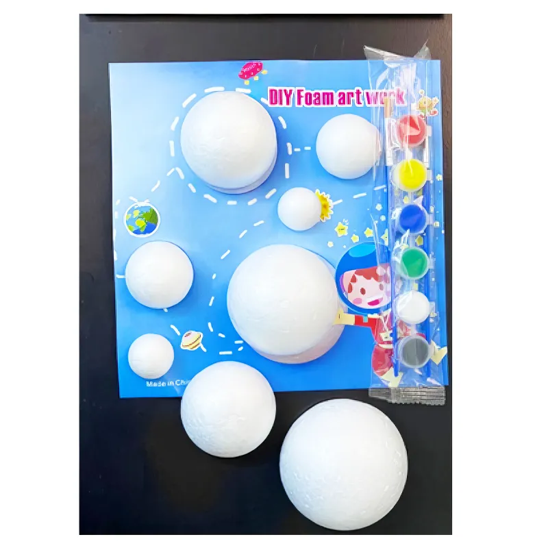 Set of Half Polystyrene Balls with Water Color Set for Creating A Solar System Model Pack Of 13 Pcs (DEF32-2(